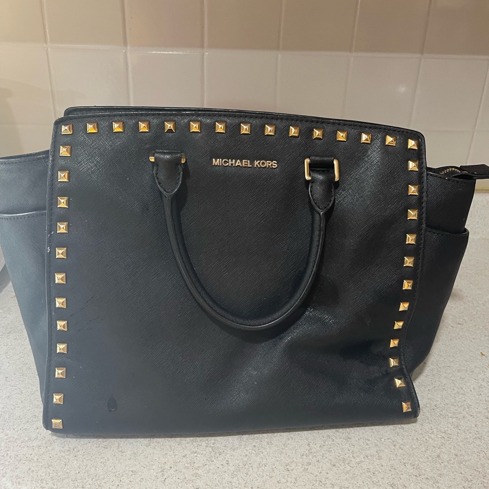 Michael Kors Black Studded Tote Bag